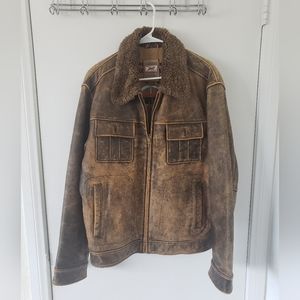 Men Guess medium (regular) leather bomber jacket